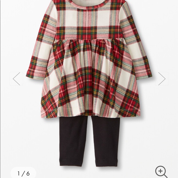 HANNA ANDERSSON Holiday Dress &amp; Legging Set Family Holiday Plaid NWT  $54 (M-33)